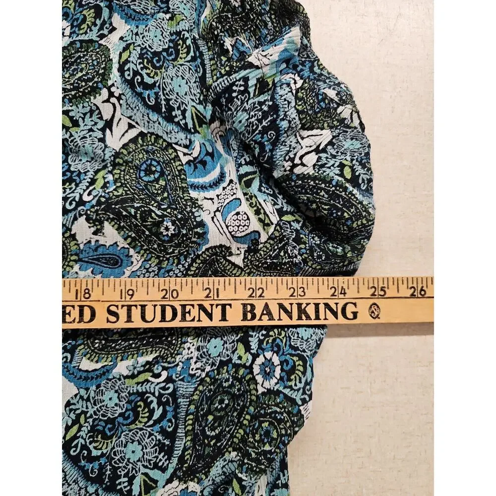 Vintage Japna Size Large Top and Medium Skirt Suit Paisley Boho Black Blue Green